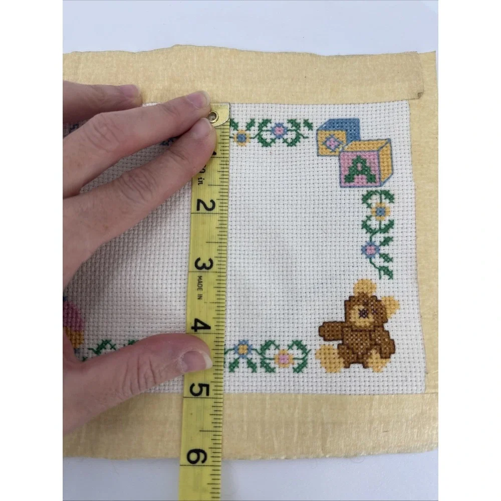 Handmade Baby Theme Cross‎ Stitch Ready With Blank Area for Baby Info